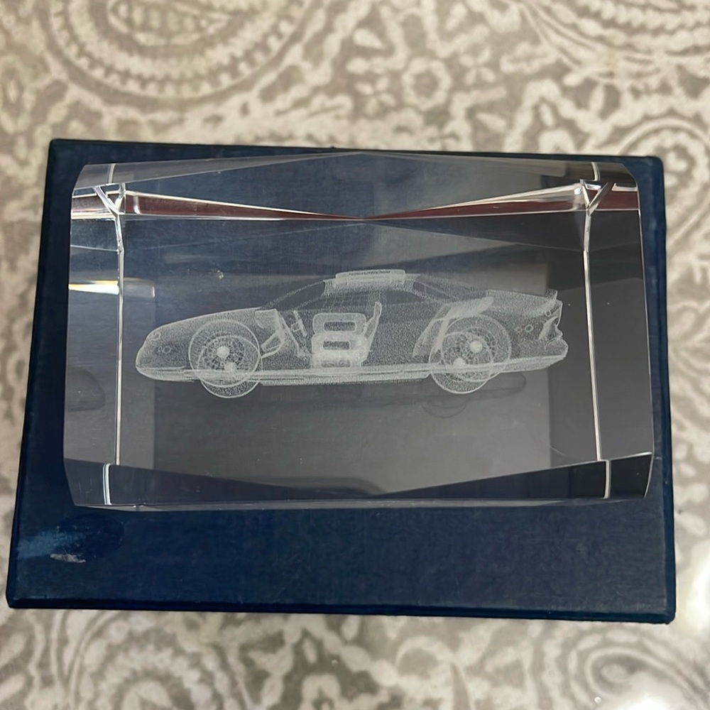 Dale Earnhardt Jr #8 NASCAR Laser Etched Glass 3D‎ Paperweight New in box